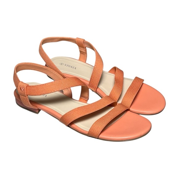 Vivaia Sandals Size 42 / 10.5 Summer Round Toe in Salmon Pink Slingback Strappy - Picture 1 of 11